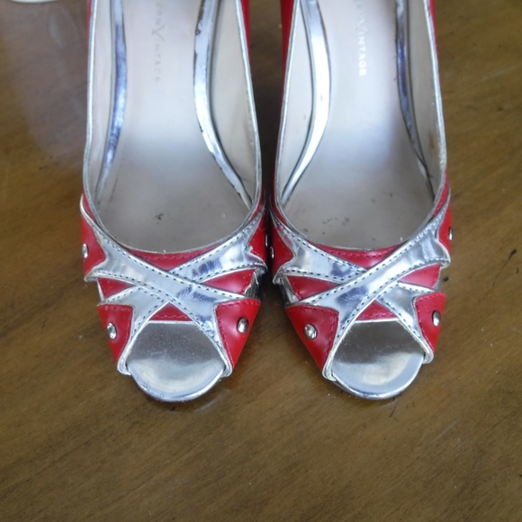 Modern Vintage Zorba Red Silver Heels Italy 36 6 - Picture 4 of 7